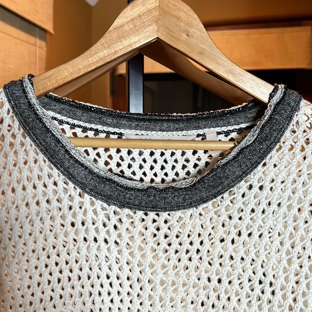 Soft Surroundings Cream Boulevard Open Knit Front Pocket Sweater- Size Large